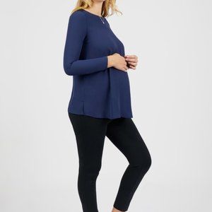 Navy and Lace Maternity Blouse